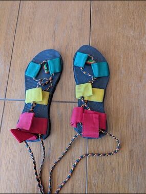Handcrafted Rasta Sandals Upcycled Tire Sole Unisex Artisan Kenya  Boho Festival